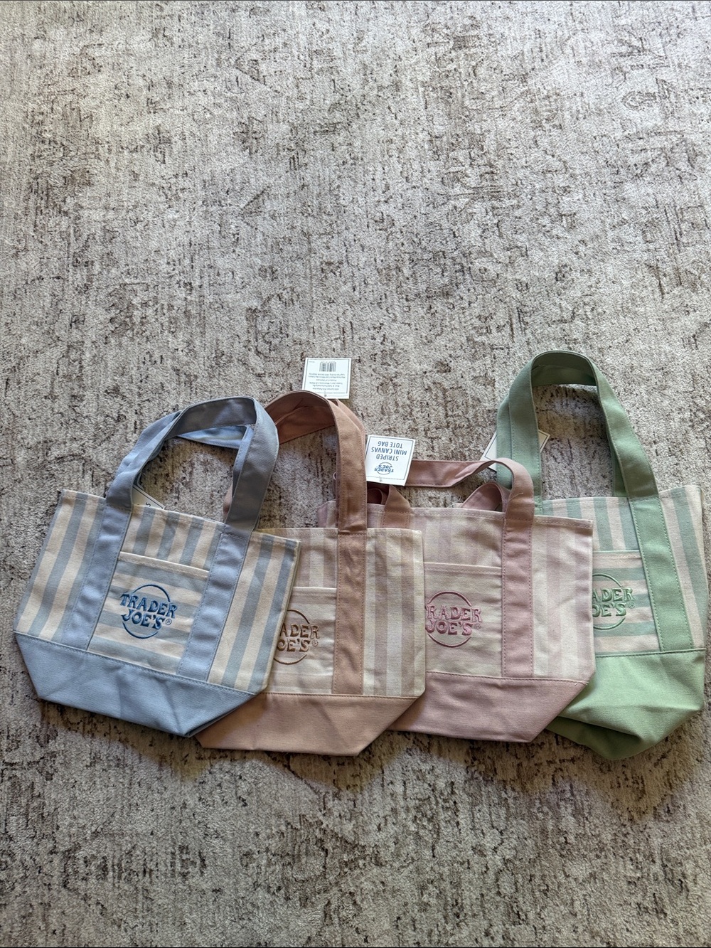 NWT Trader Joe’s mini striped totes set of 4